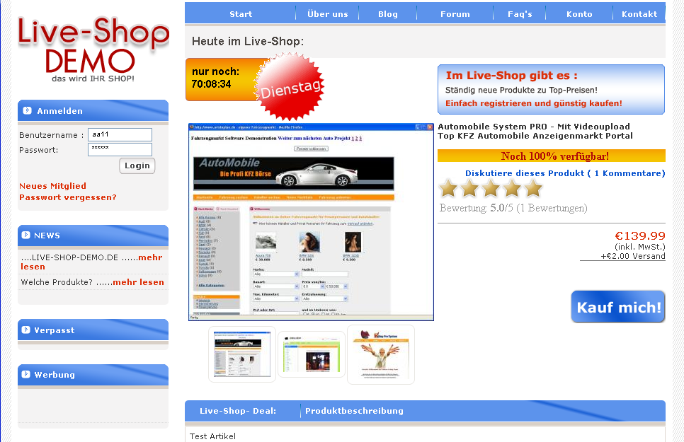 Shop und Live Shop Scripte