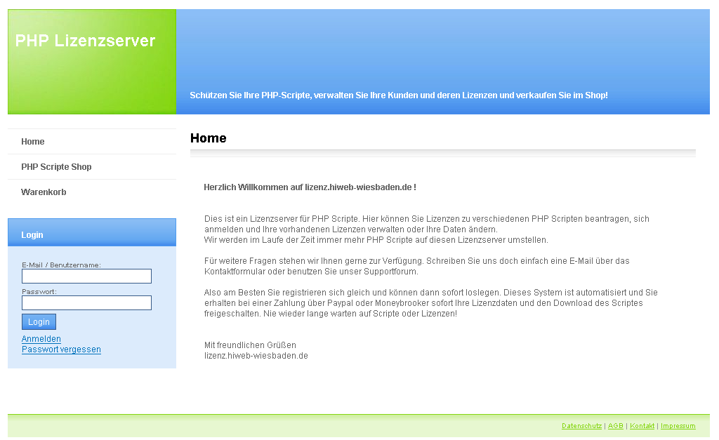 PHP Script Lizenz Server und PHP Protector System