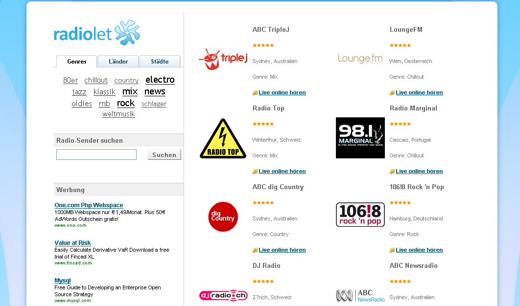 Komplettes Radio-Portal im Web 2.0 Feature