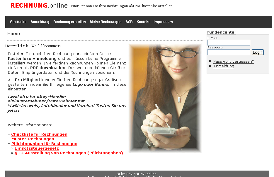 Rechnungs Online Erstellungs System mit Pay Modul
