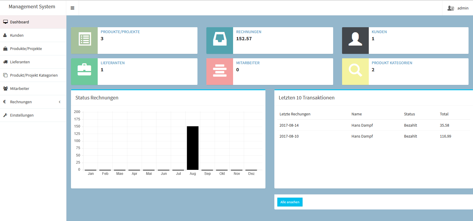 PHP Script Produkt & Projekt Management & Rechnungs System