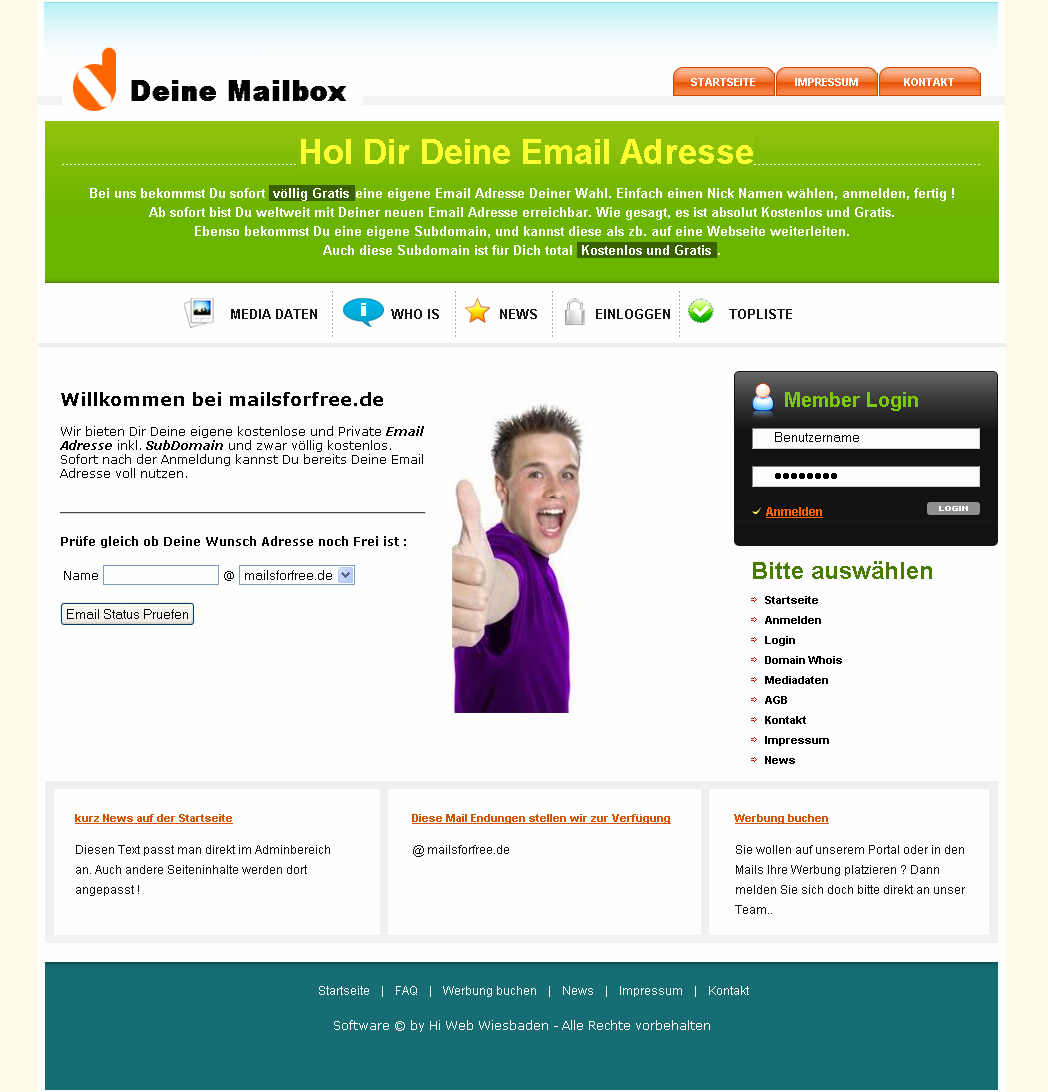 Komplettes Email System inkl. Subdomain Service