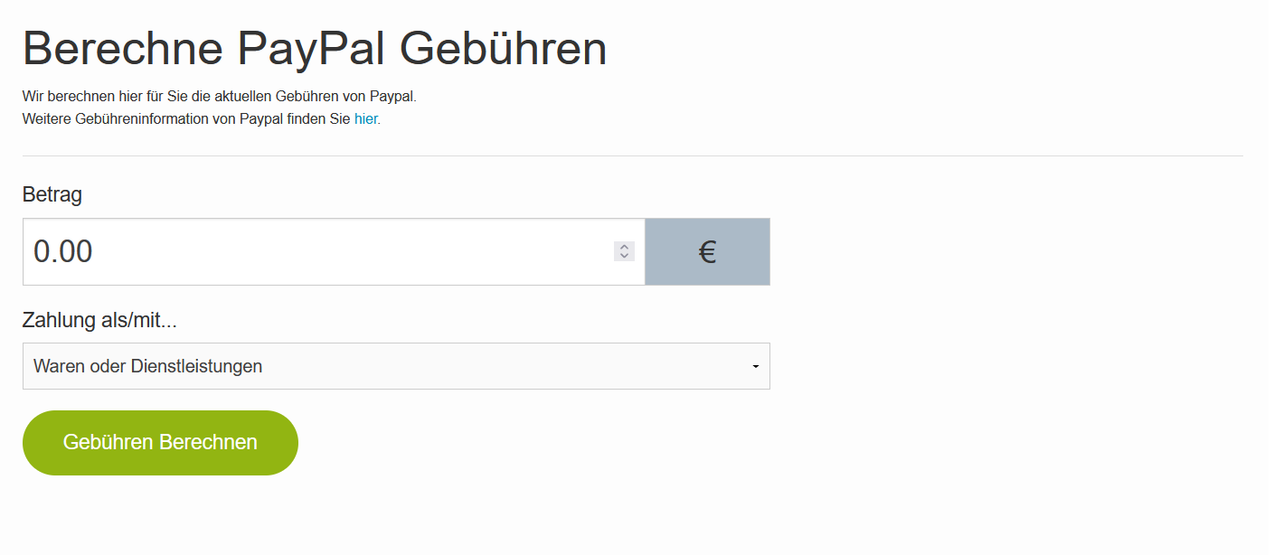 Paypal Gebühren Rechner