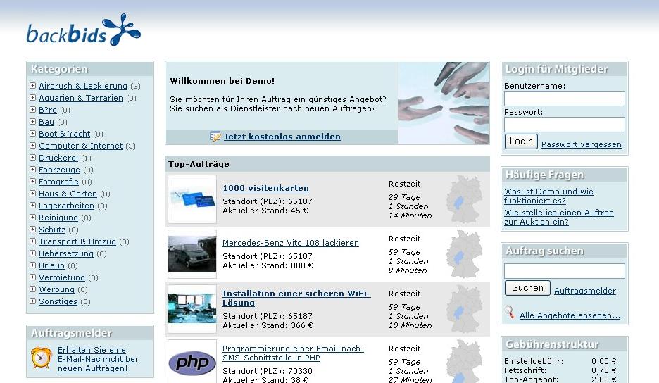 PHP Script Komplettes Auftrags Auktions System