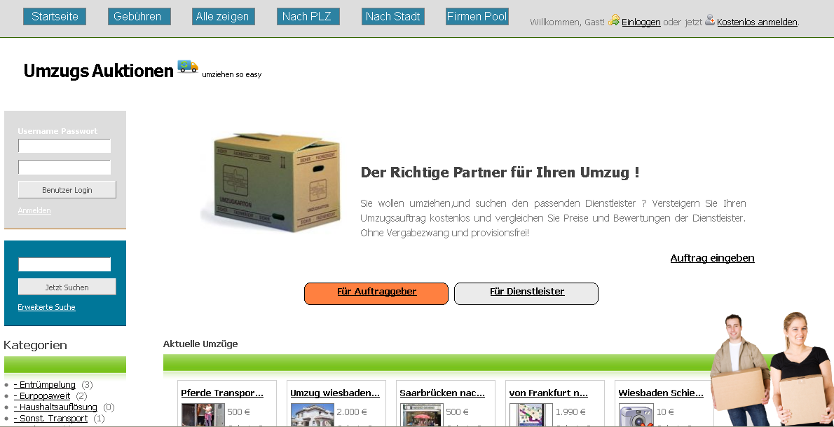 PHP Script Umzugs Auktions System