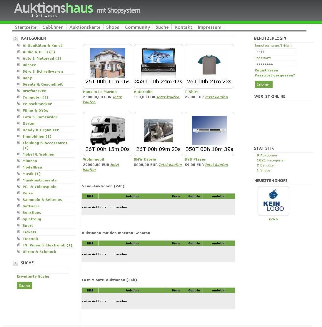 Auktionshaus Community Premium Script inkl allen Modulen wie Shop Modul,Preisvorschlag usw